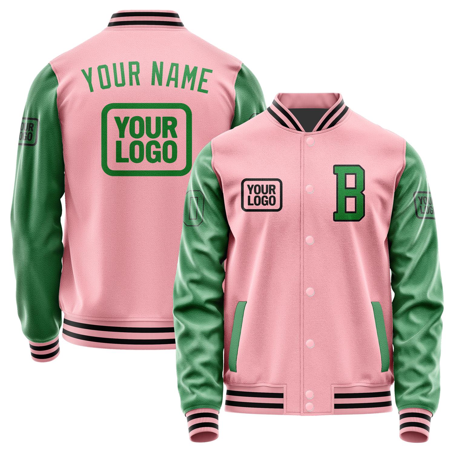 Custom Light Pink Emerald Green Jacket JA212124211717242417