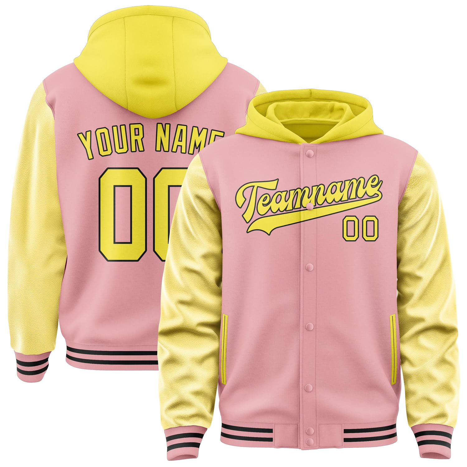Veste personnalisée rose clair et jaune clair