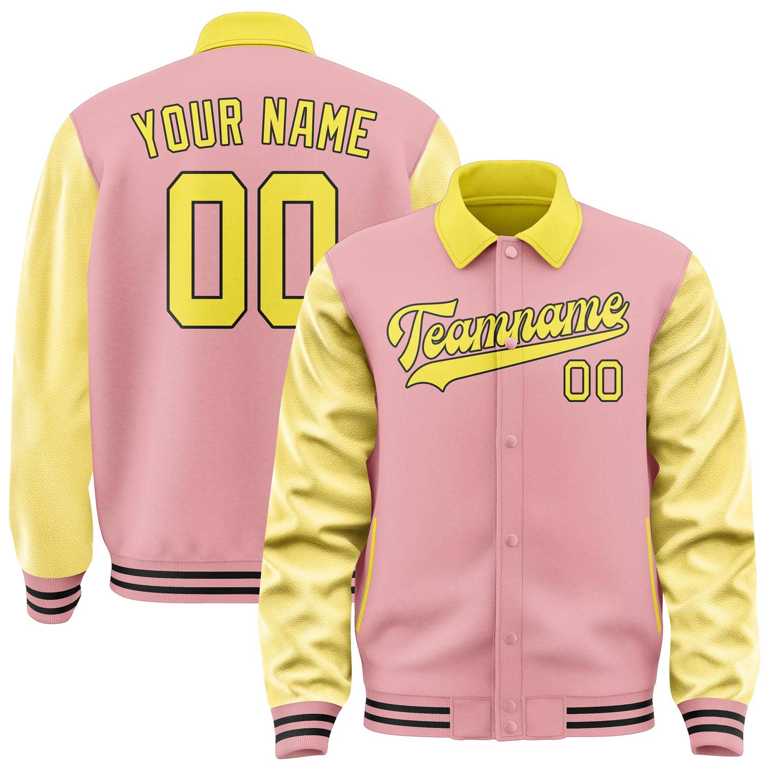Veste personnalisée rose clair et jaune clair