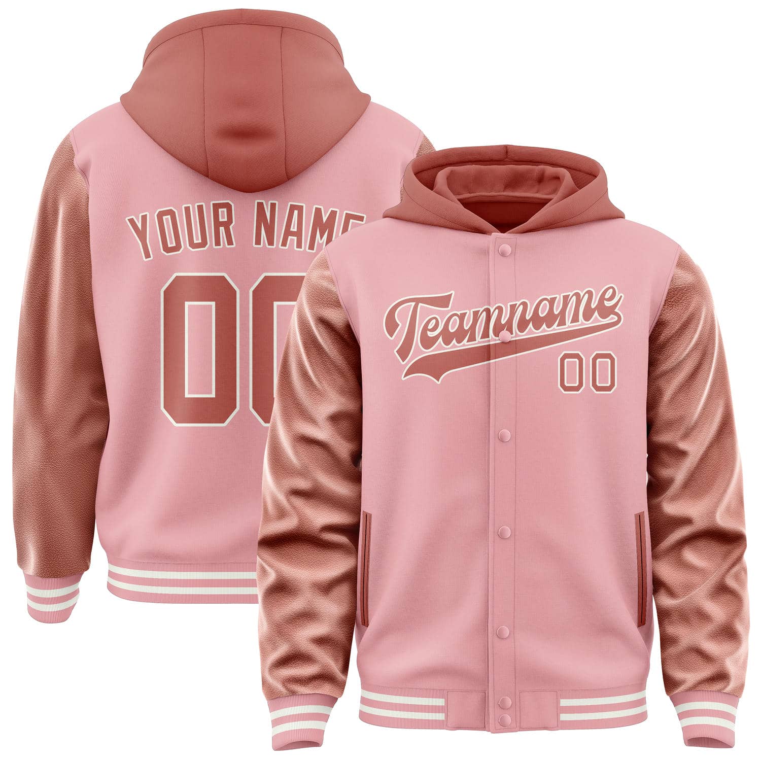 Veste personnalisée rose clair et cuivre rose