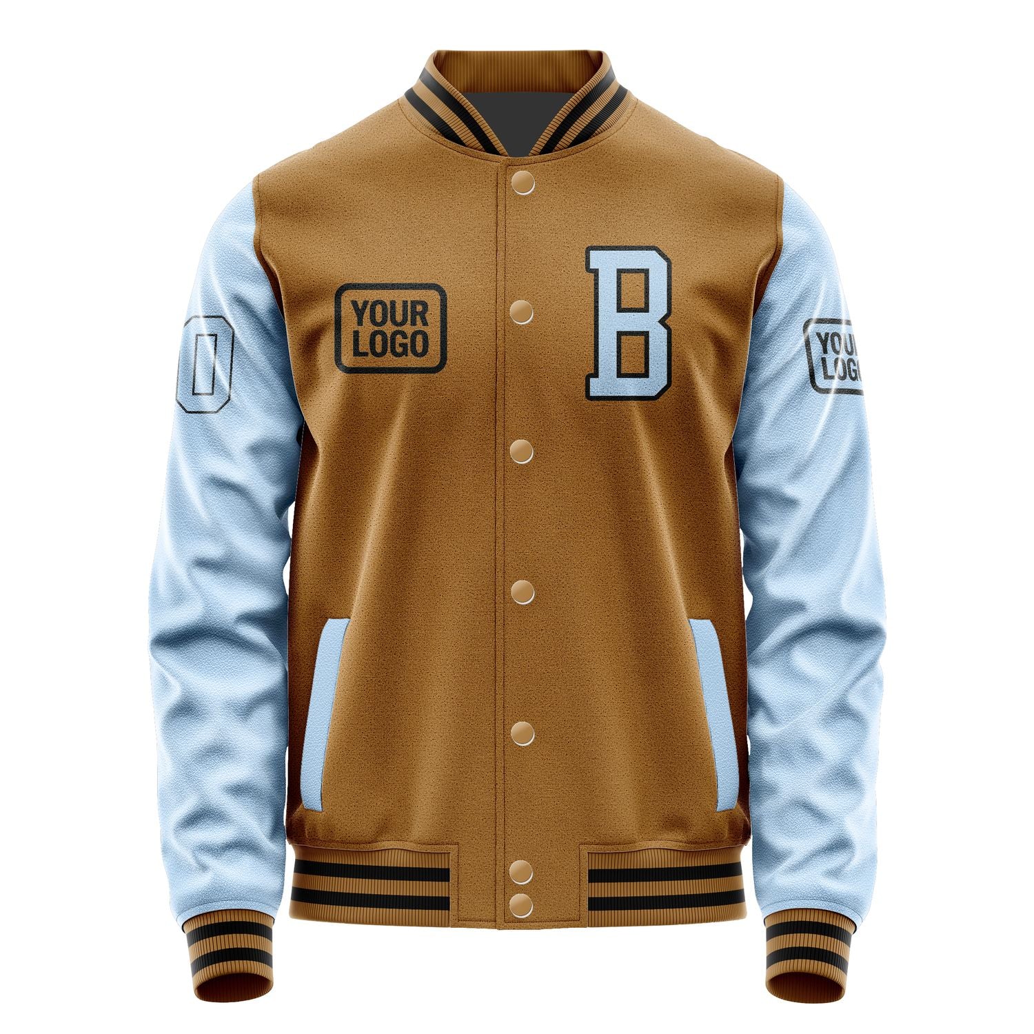 Custom Khaki Light Blue Jacket JA222208221717080817
