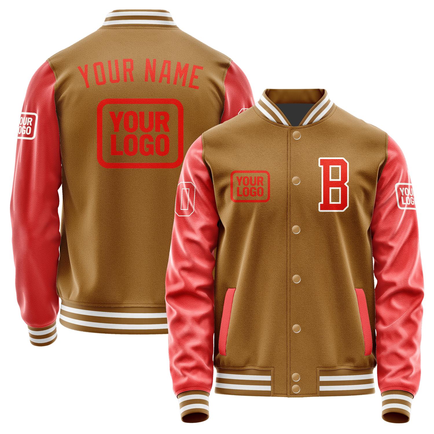 Custom Khaki Orange Red Jacket JA222212221818121218