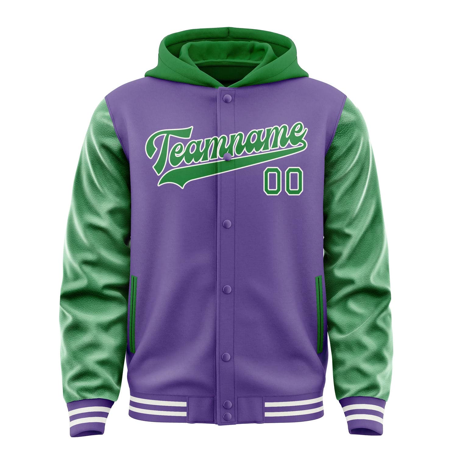 Veste personnalisée violet clair et vert émeraude