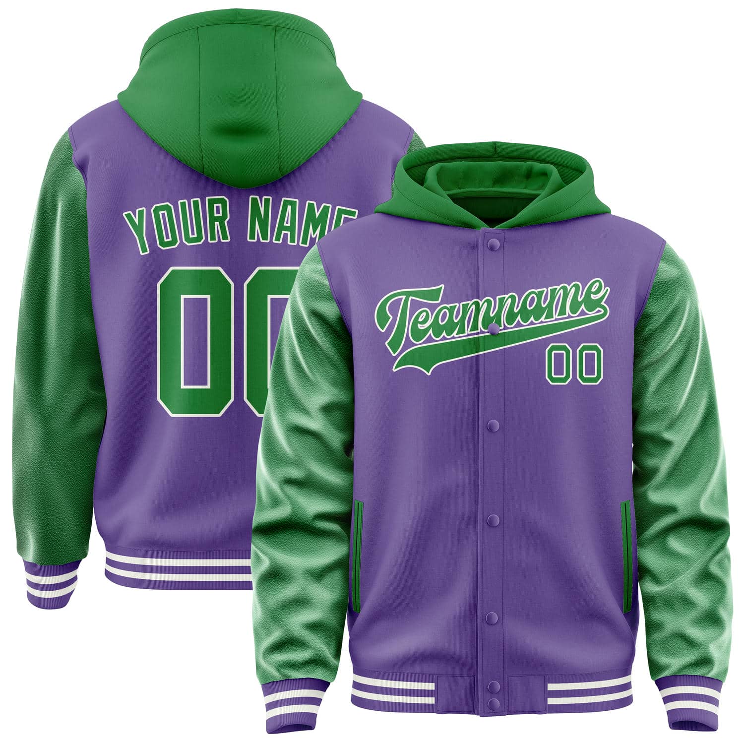 Veste personnalisée violet clair et vert émeraude
