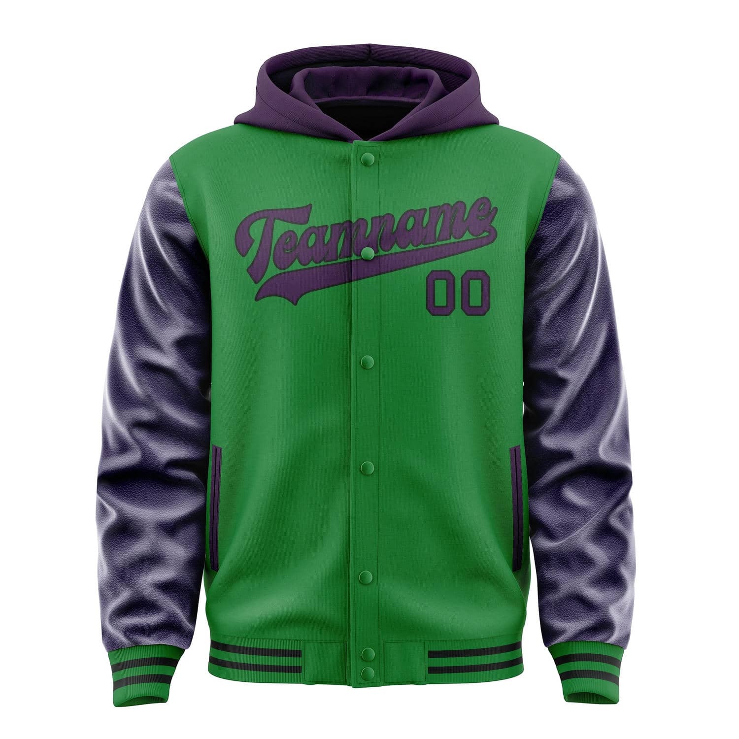 Veste personnalisée vert émeraude et violette