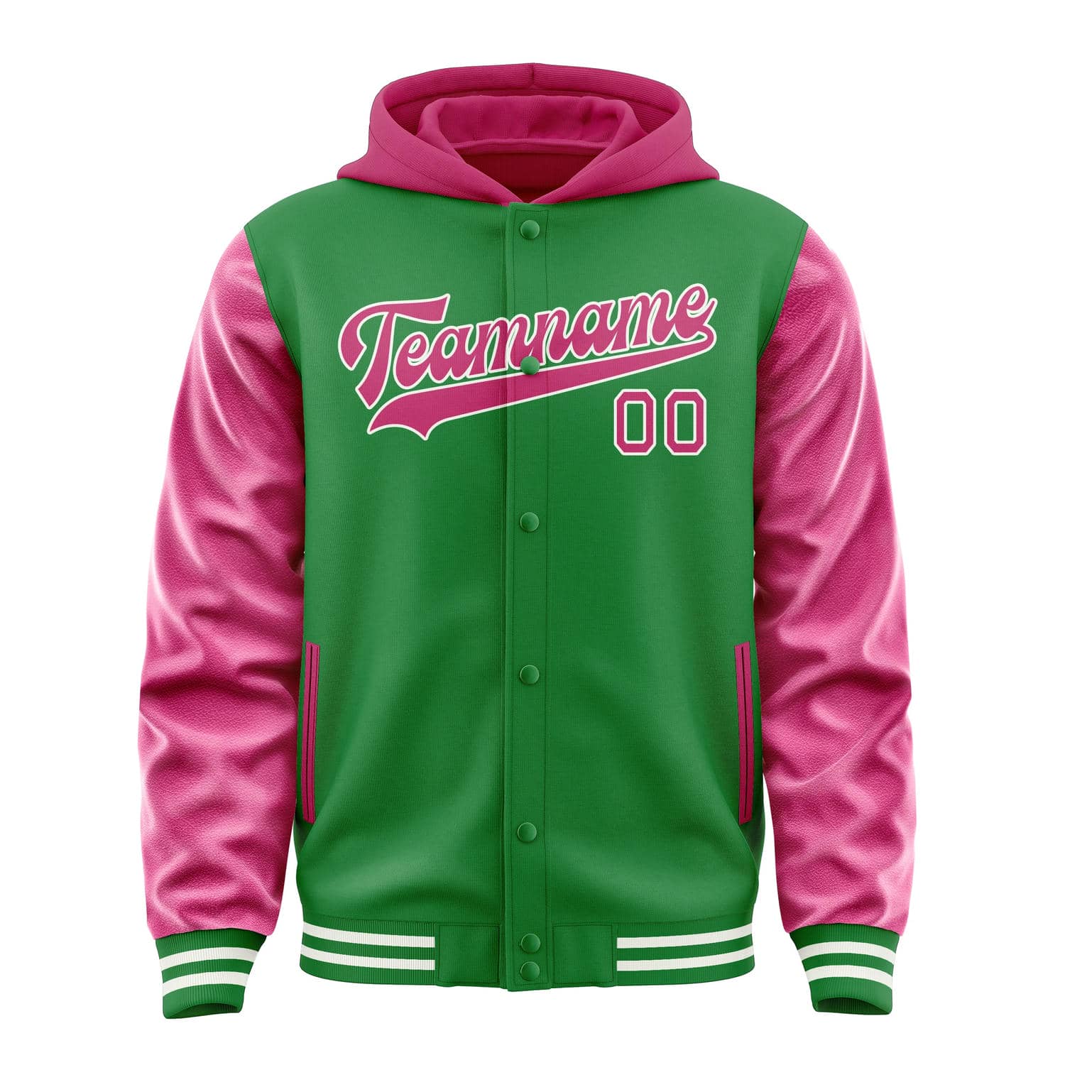 Veste personnalisée vert émeraude et rose