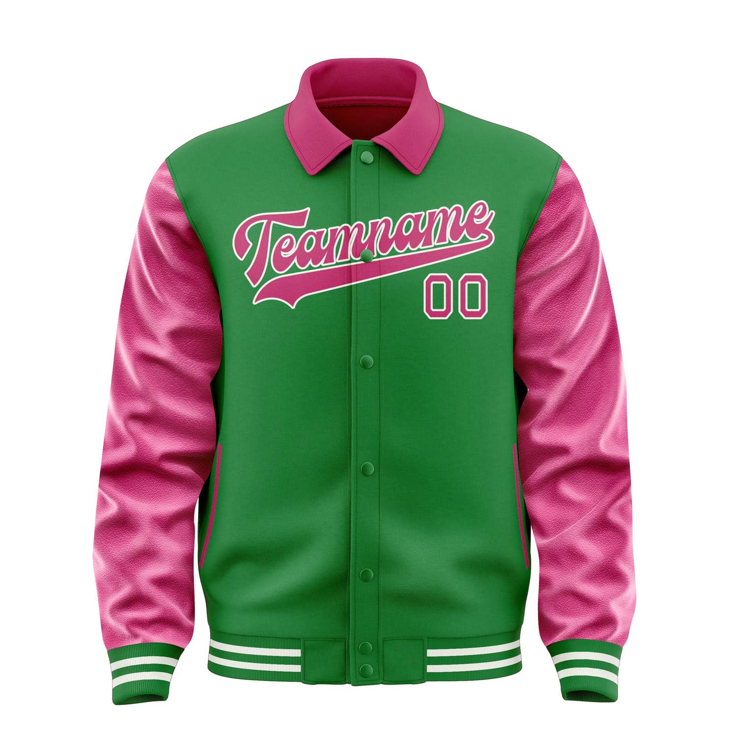 Veste personnalisée vert émeraude et rose