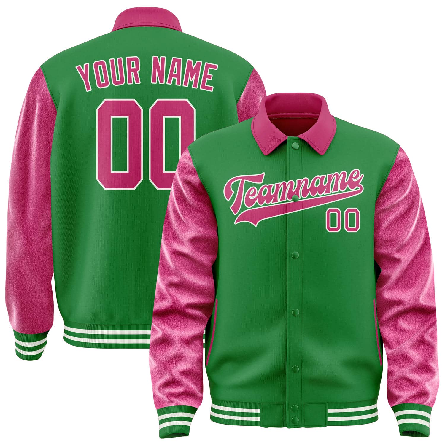 Veste personnalisée vert émeraude et rose