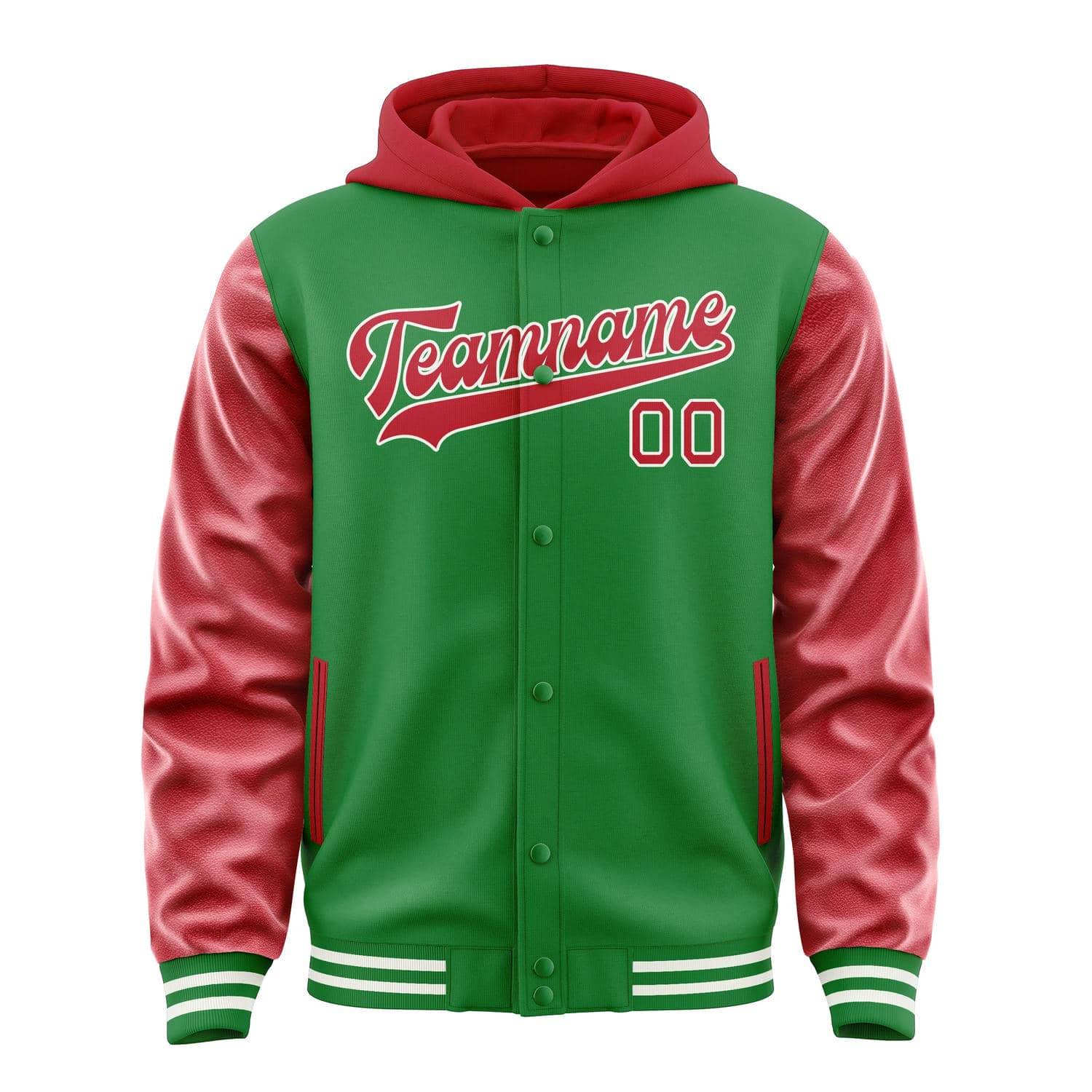 Veste personnalisée vert émeraude et rouge
