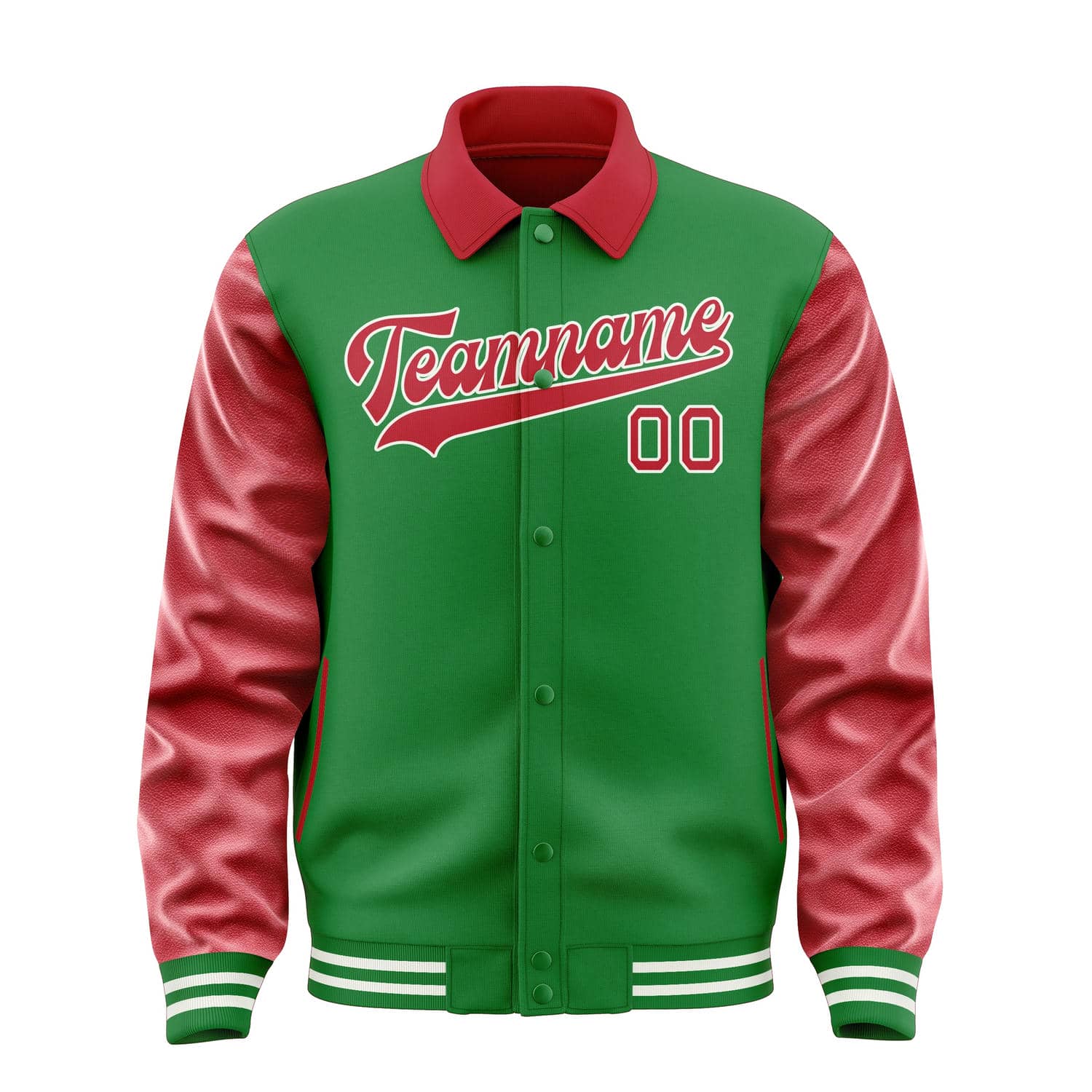Veste personnalisée vert émeraude et rouge