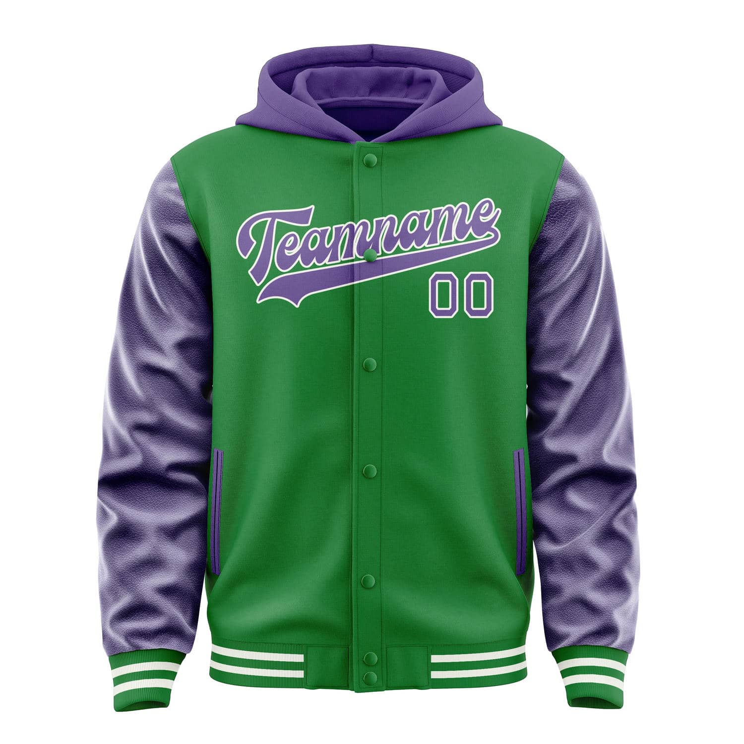 Veste personnalisée vert émeraude et violet clair