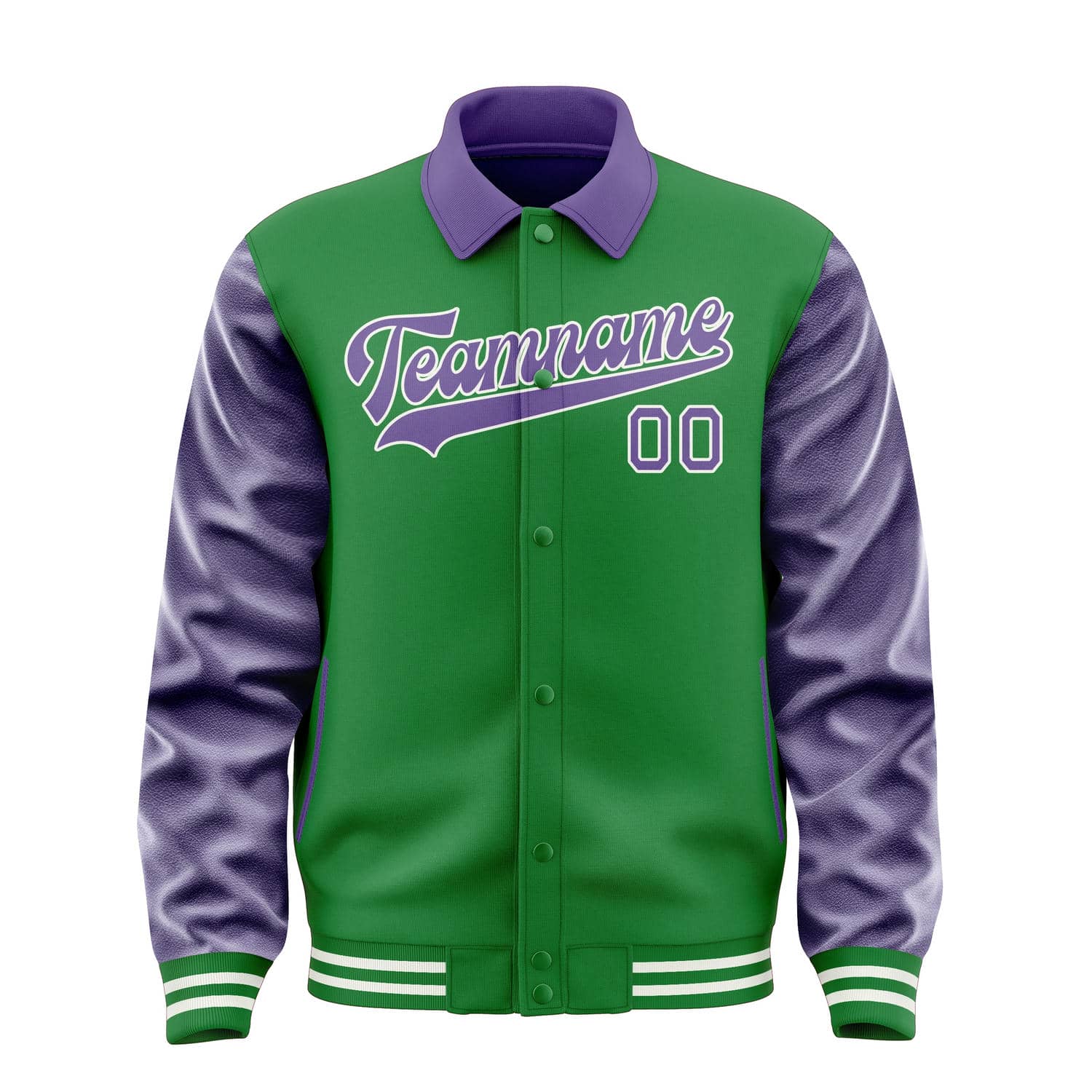 Veste personnalisée vert émeraude et violet clair
