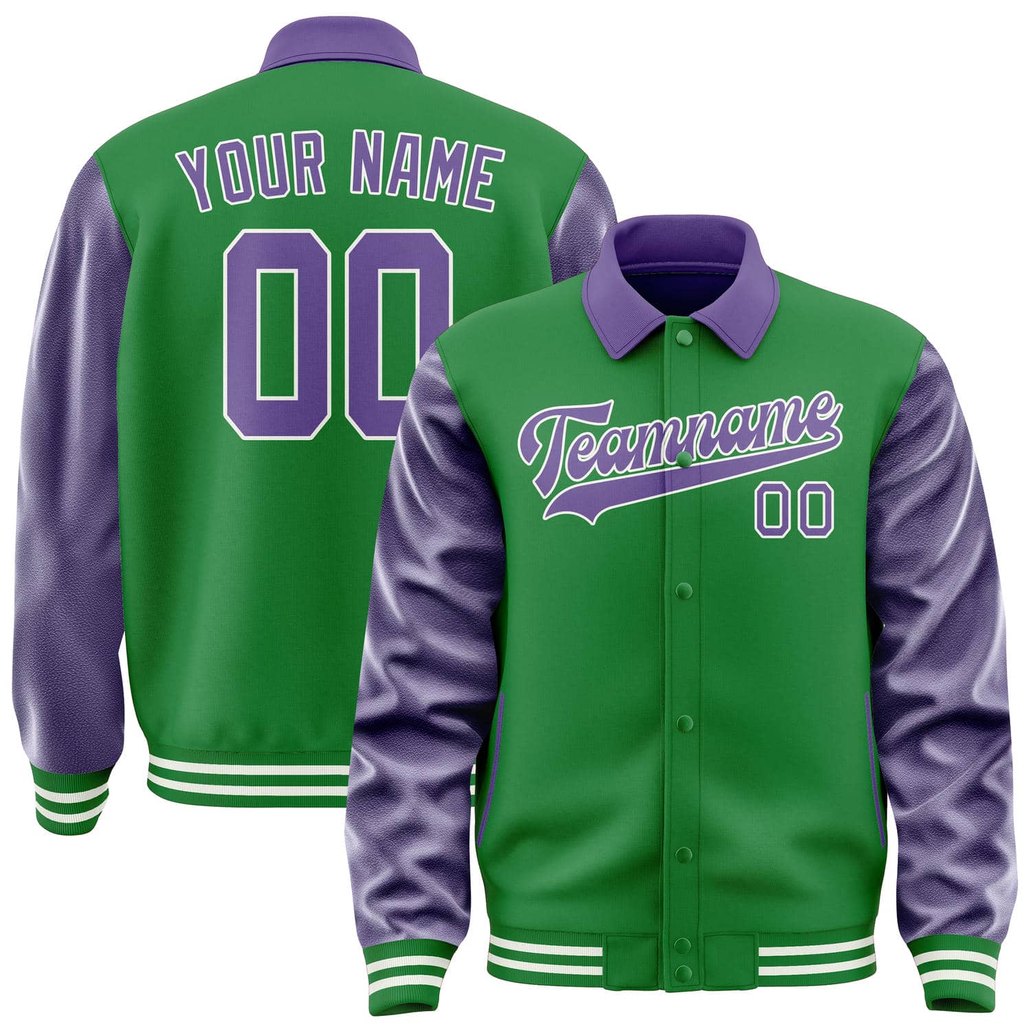 Veste personnalisée vert émeraude et violet clair