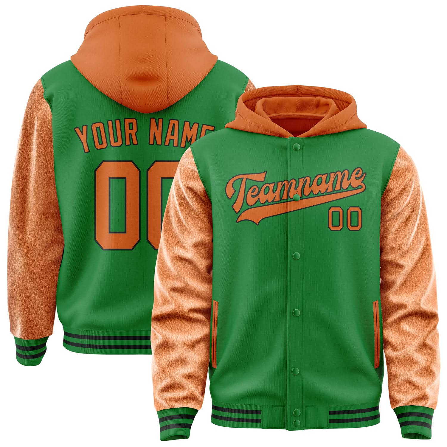 Veste personnalisée vert émeraude et orange