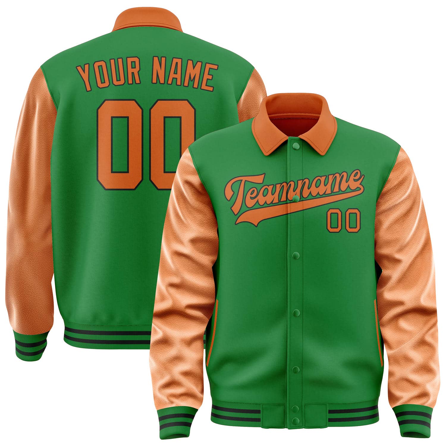 Veste personnalisée vert émeraude et orange