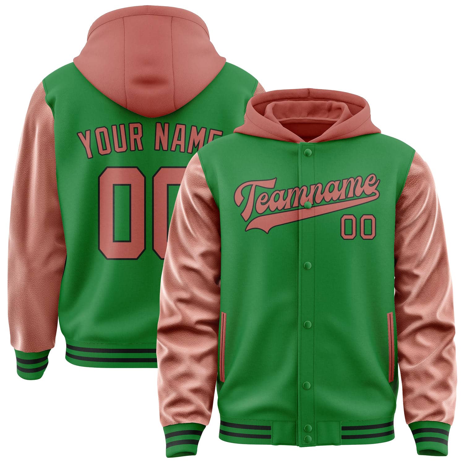 Veste personnalisée vert émeraude cuivre rose