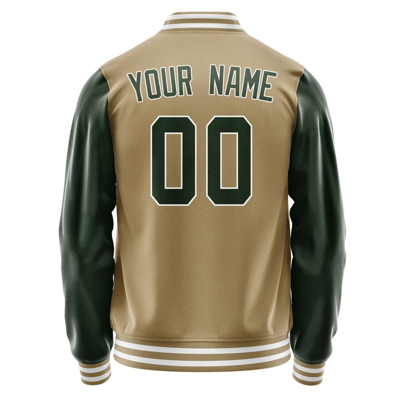 Custom Light Khaki Dark Green Jacket JA2525062518B31806