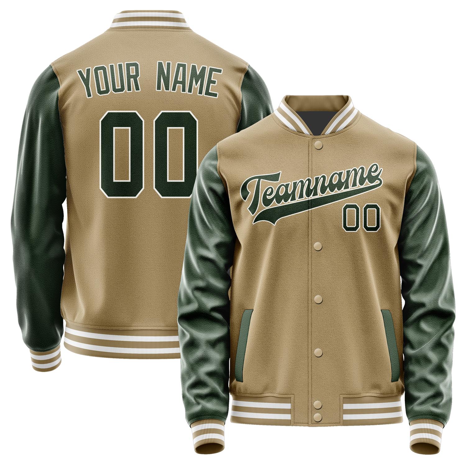 Custom Light Khaki Dark Green Jacket JA2525062518B31806
