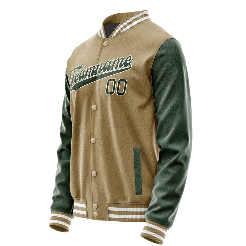 Custom Light Khaki Dark Green Jacket JA2525062518B31806