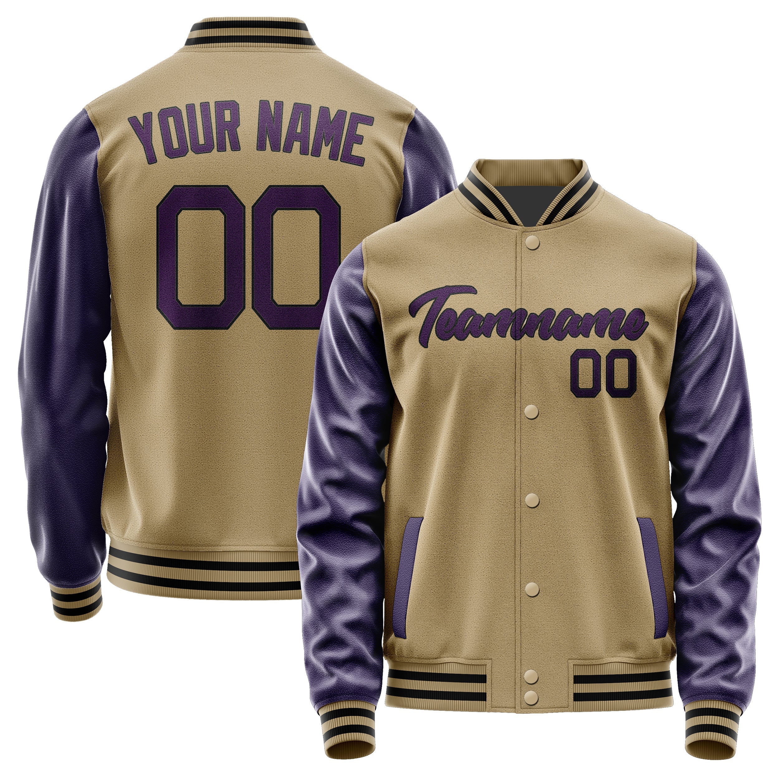 Custom Light Khaki Purple Jacket JA2525072517B21707