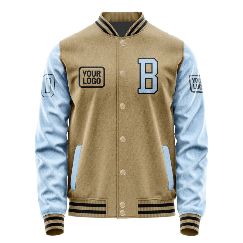 Custom Light Khaki Light Blue Jacket JA252508251717080817