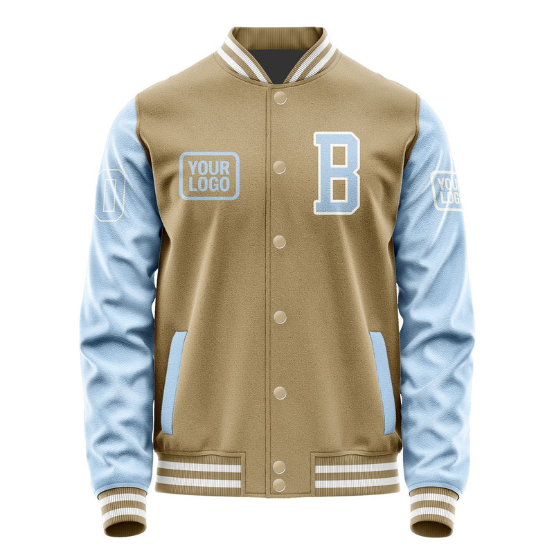 Custom Light Khaki Light Blue Jacket JA252508251818080818