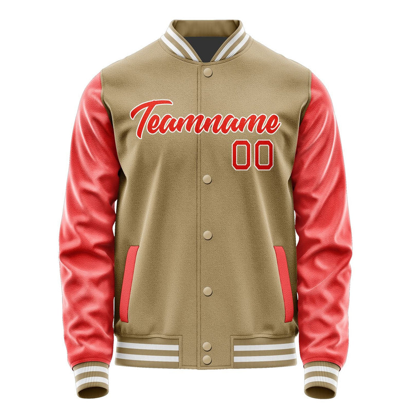Custom Light Khaki Orange Red Jacket JA2525122518B21812