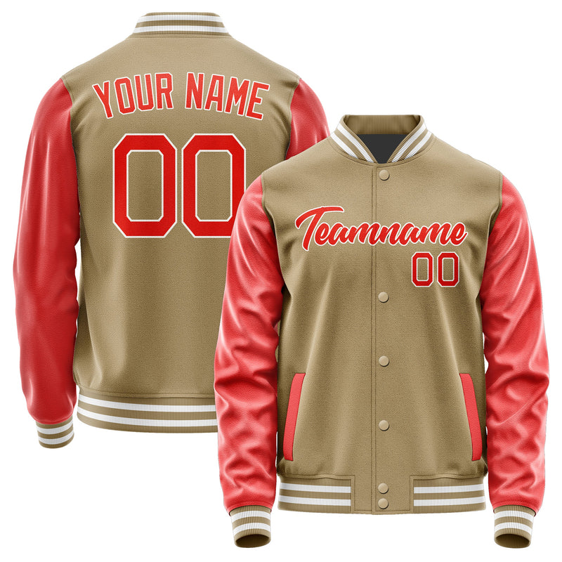 Custom Light Khaki Orange Red Jacket JA2525122518B21812