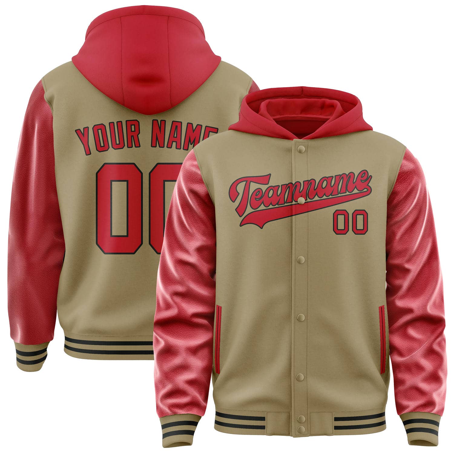 Veste rouge kaki clair personnalisée