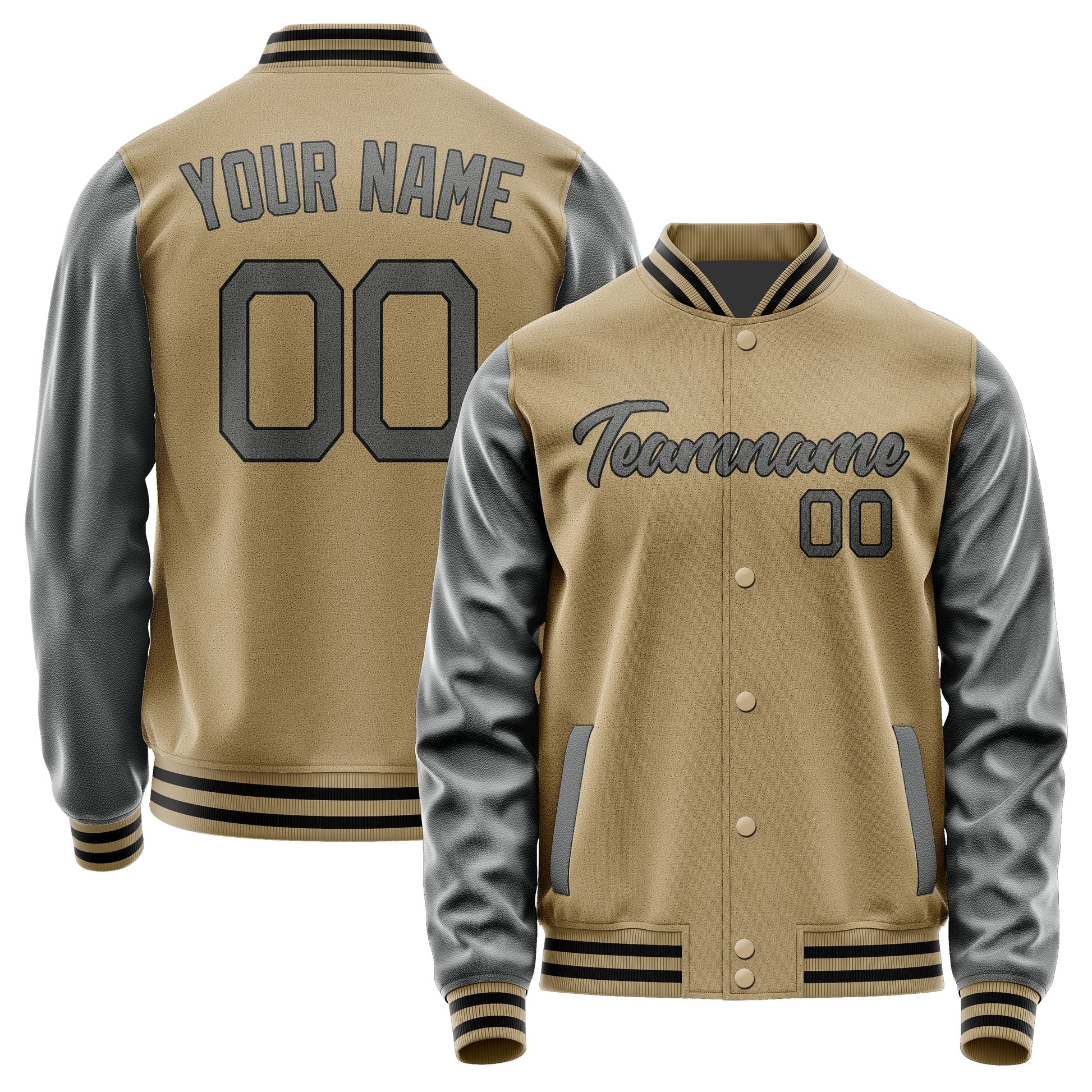 Custom Light Khaki Dark Grey Jacket JA2525202517B21720