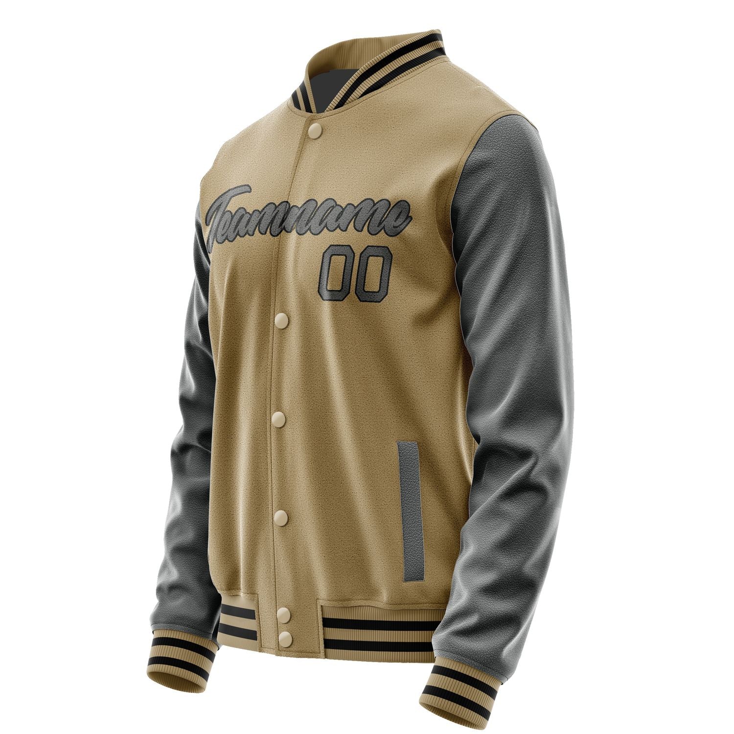 Custom Light Khaki Dark Grey Jacket JA2525202517B21720