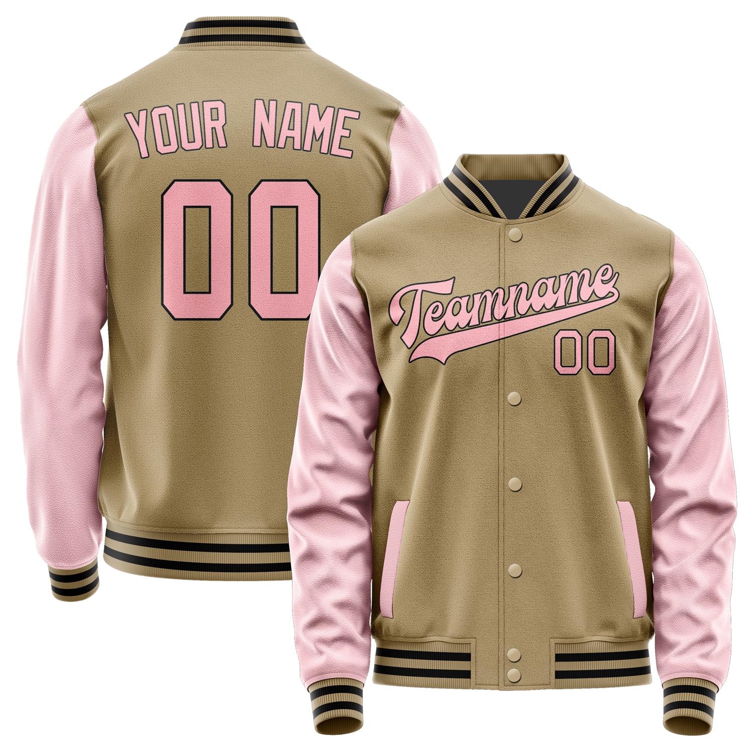 Custom Light Khaki Light Pink Jacket JA2525212517B31721