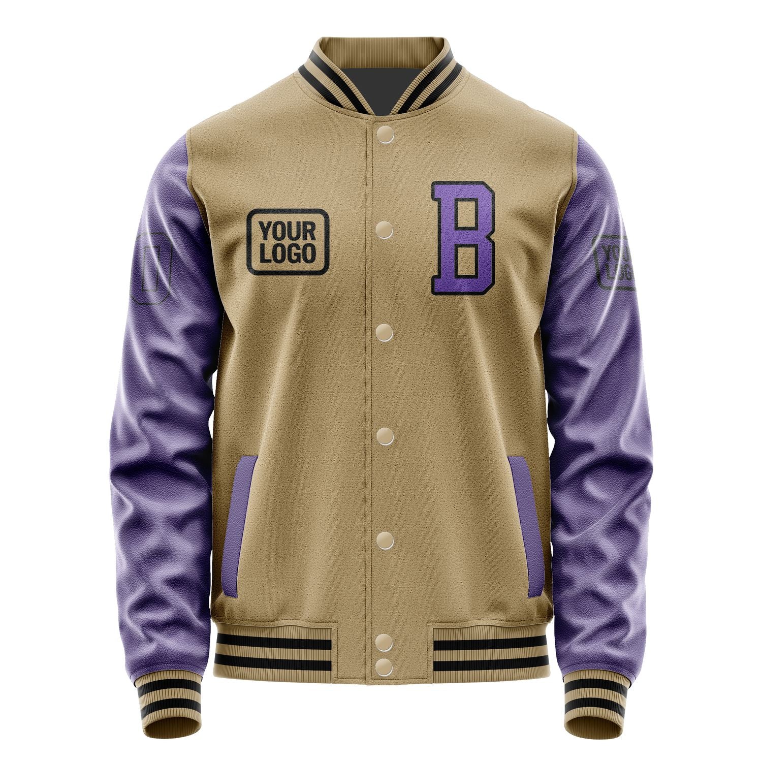 Custom Light Khaki Light Purple Jacket JA252523251717232317