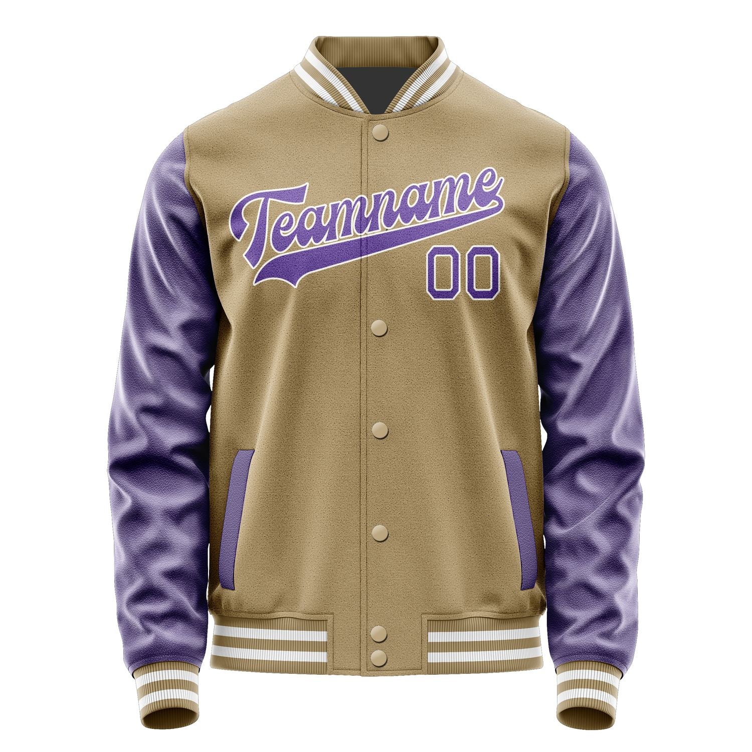 Custom Light Khaki Light Purple Jacket JA2525232518B31823