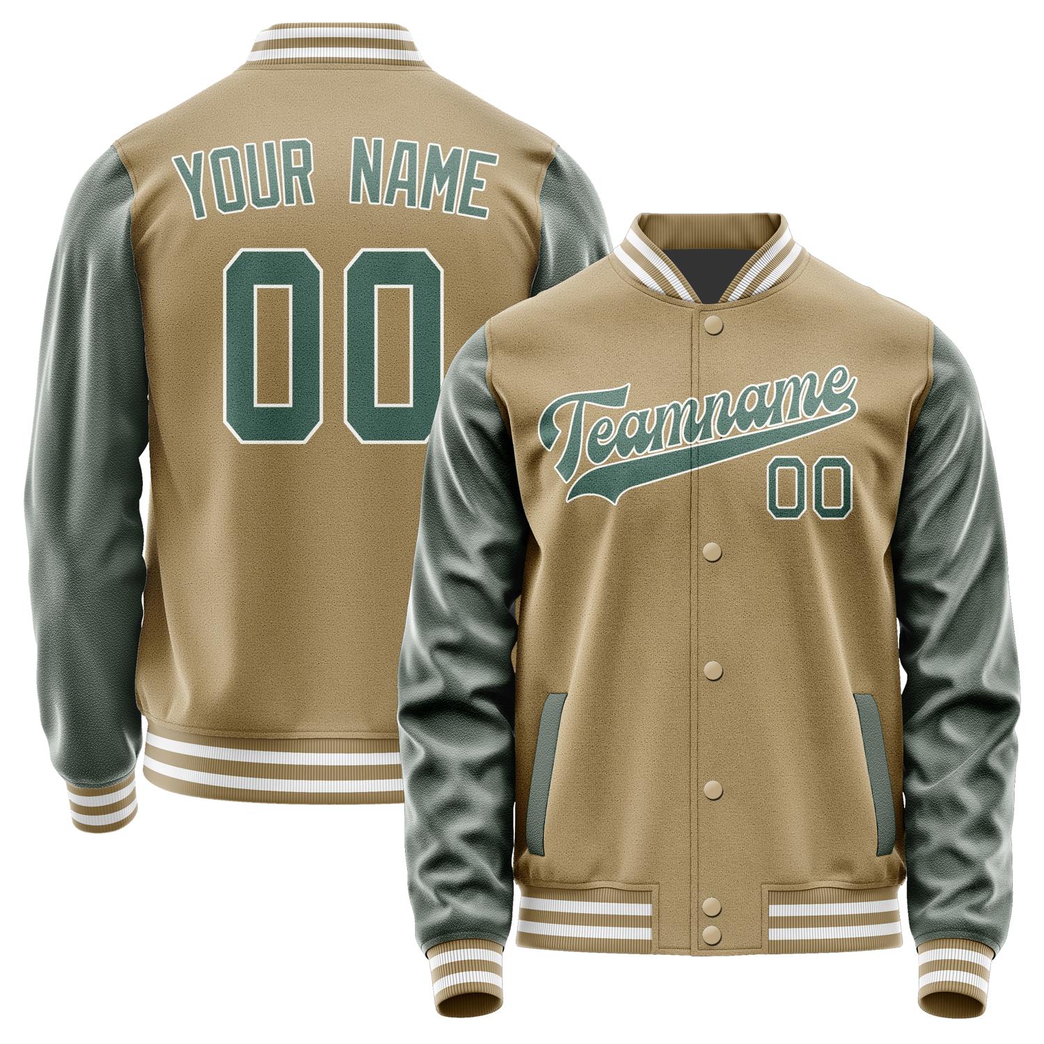 Custom Light Khaki Blue Green Jacket JA2525272518B31827