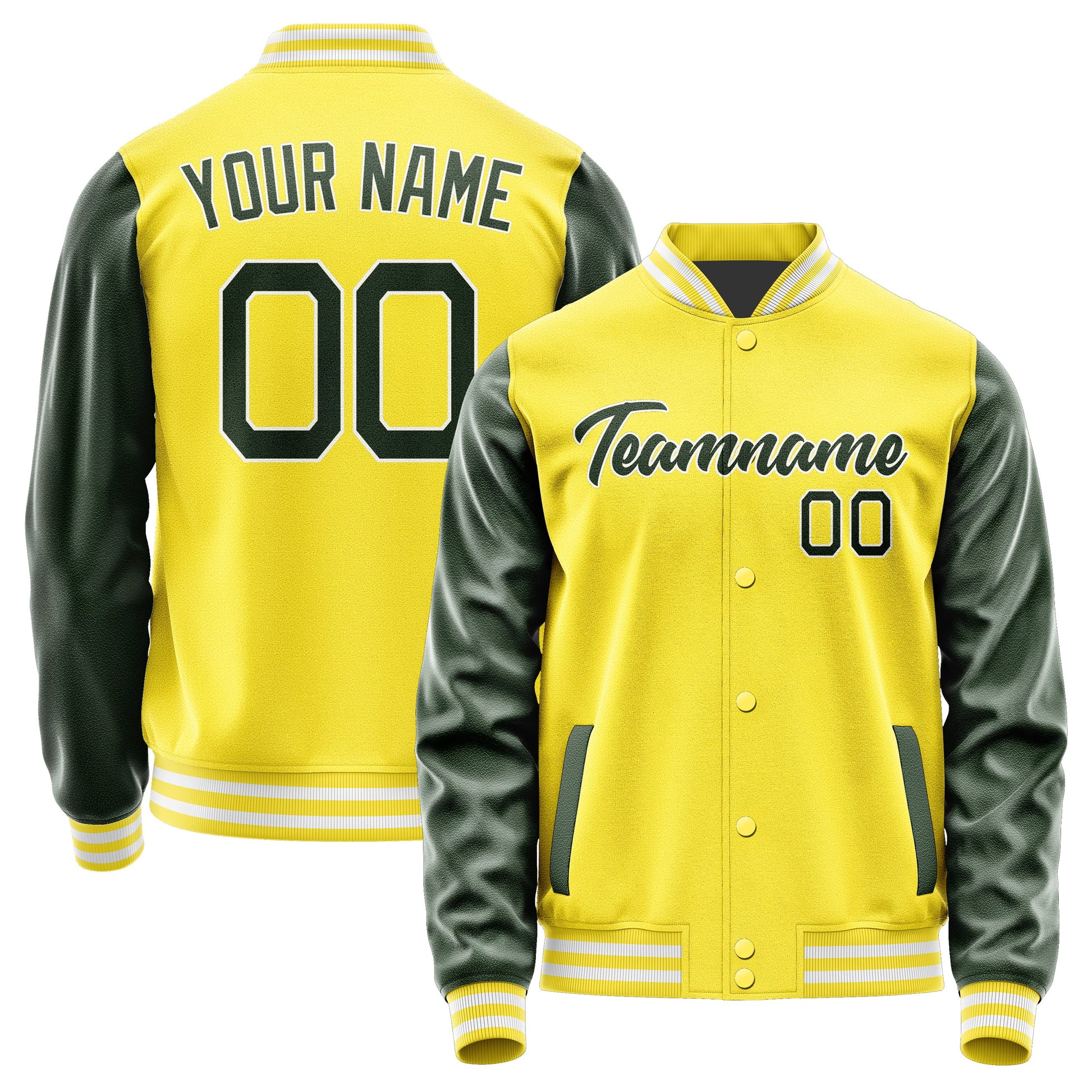 Custom Light Yellow Dark Green Jacket JA2626062618B21806