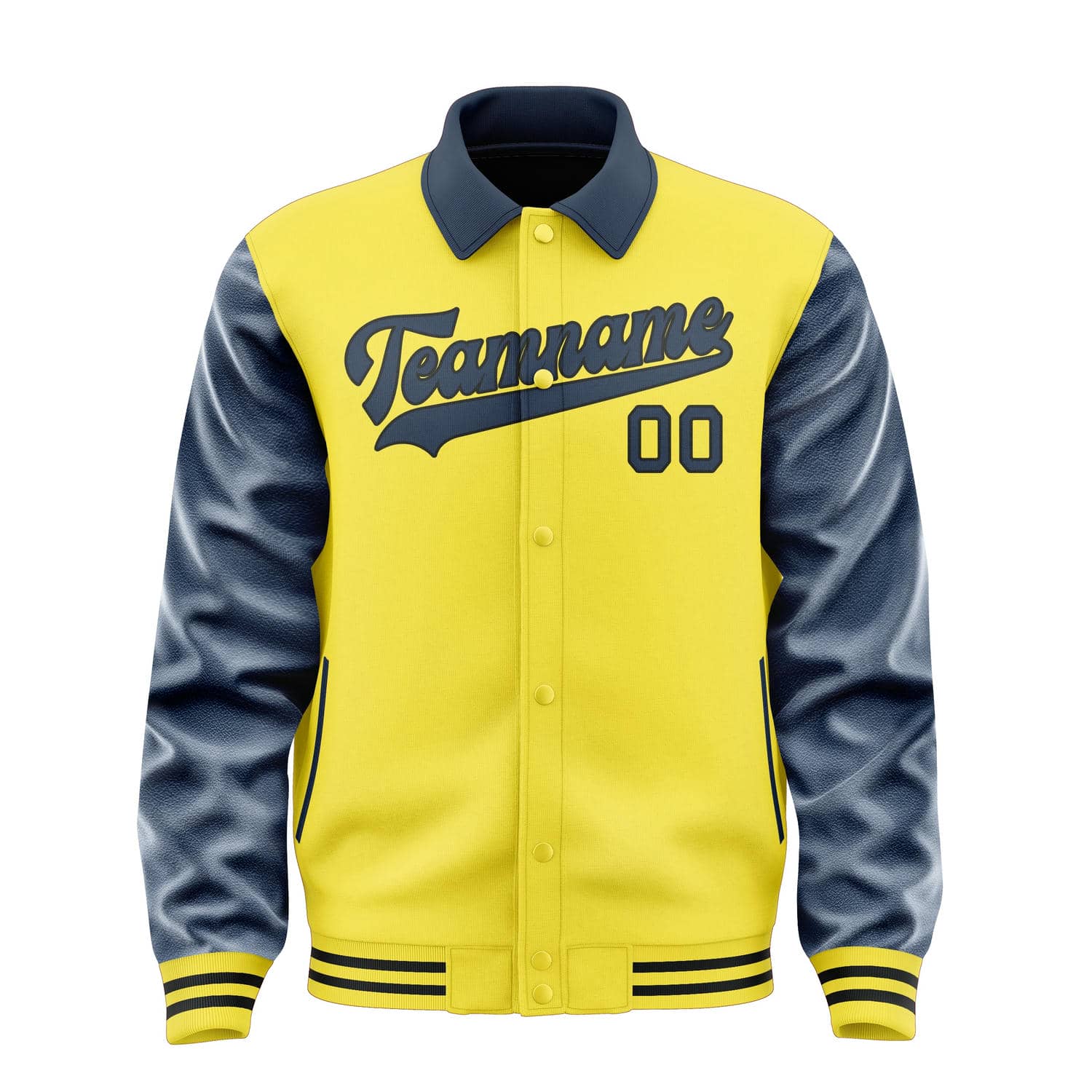 Veste personnalisée jaune clair et bleue