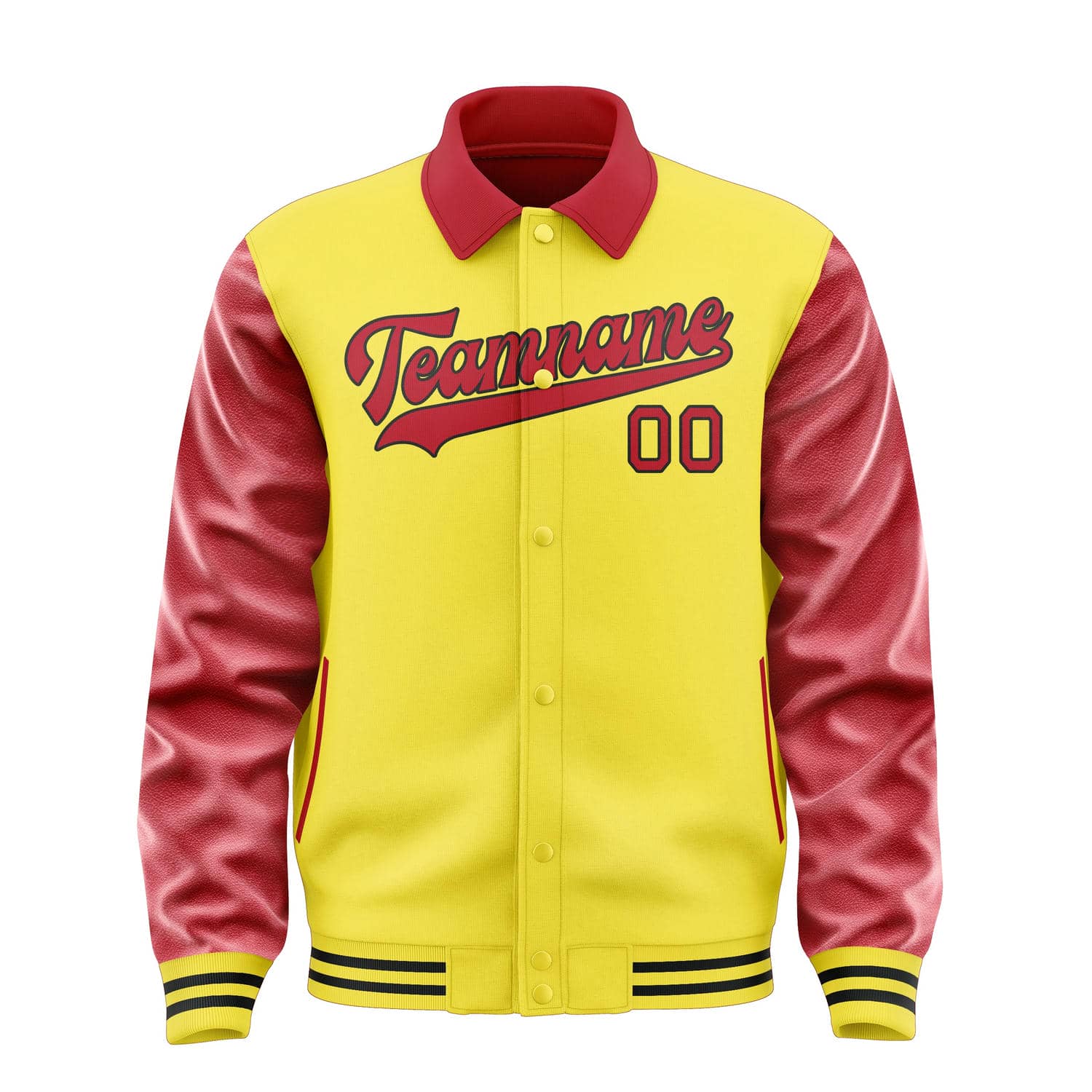 Veste personnalisée jaune clair et rouge