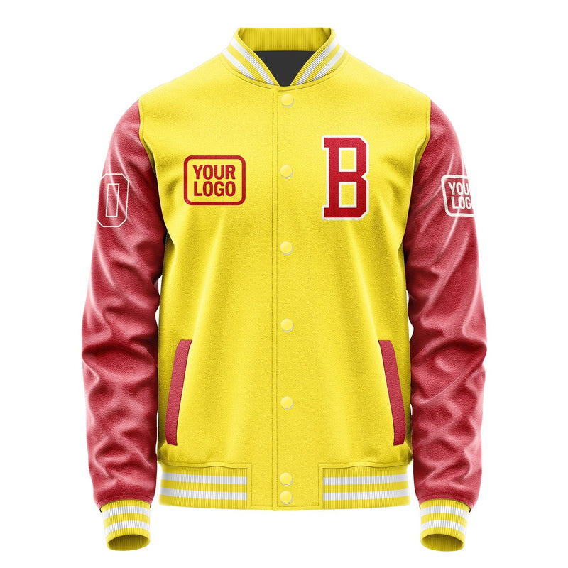 Custom Light Yellow Red Jacket JA262614261818141418