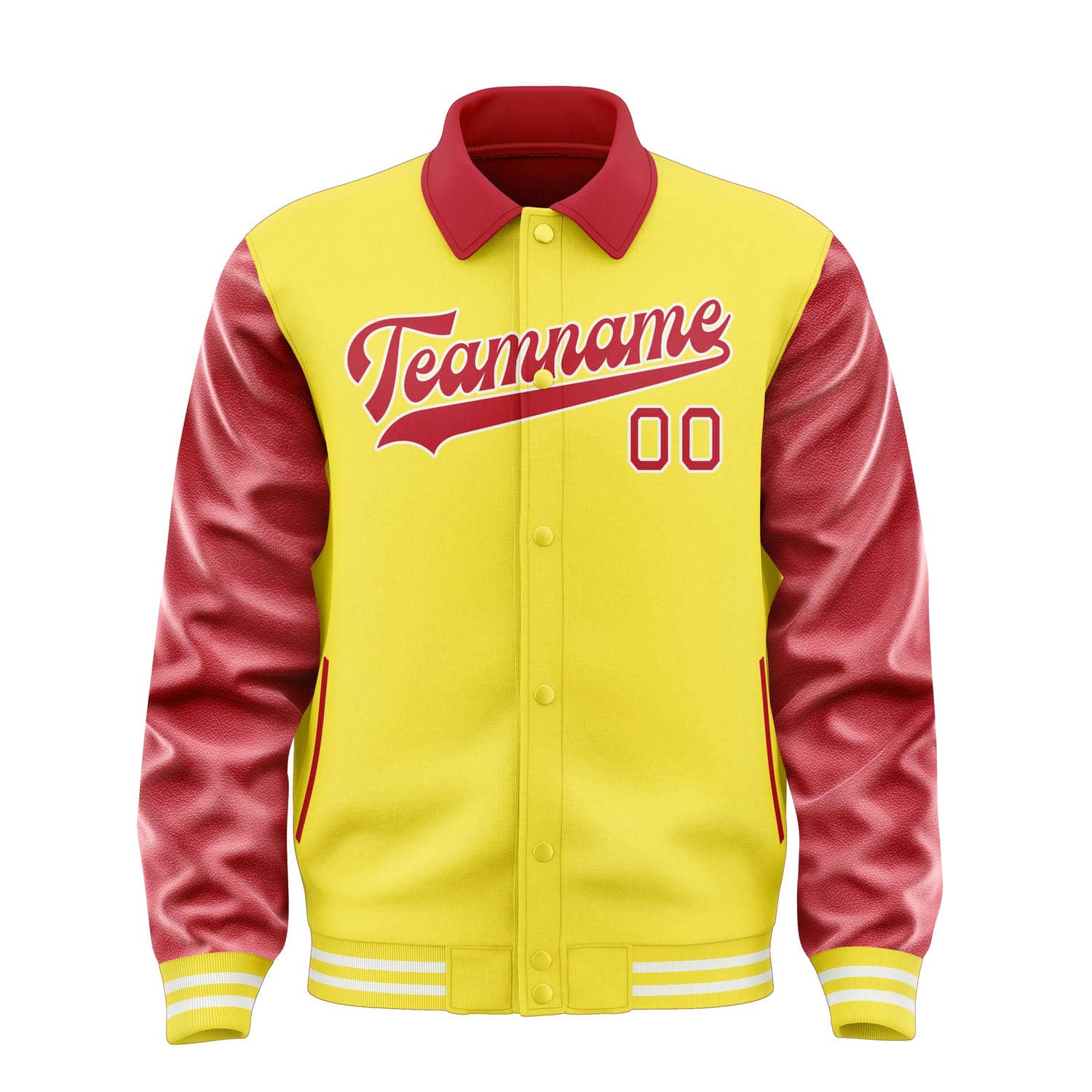 Veste personnalisée jaune clair et rouge