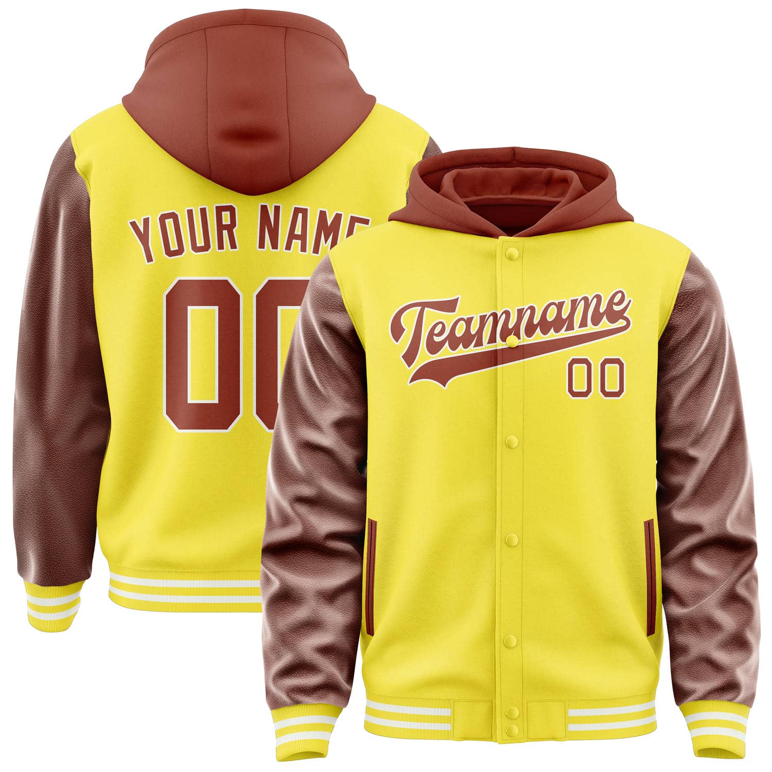 Veste personnalisée jaune clair corail rouge