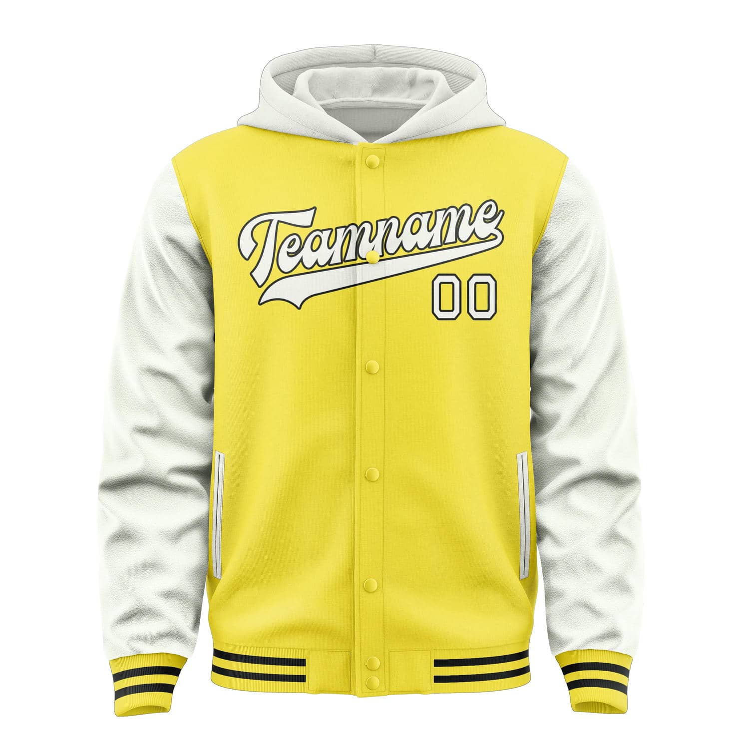 Veste personnalisée jaune clair et blanche
