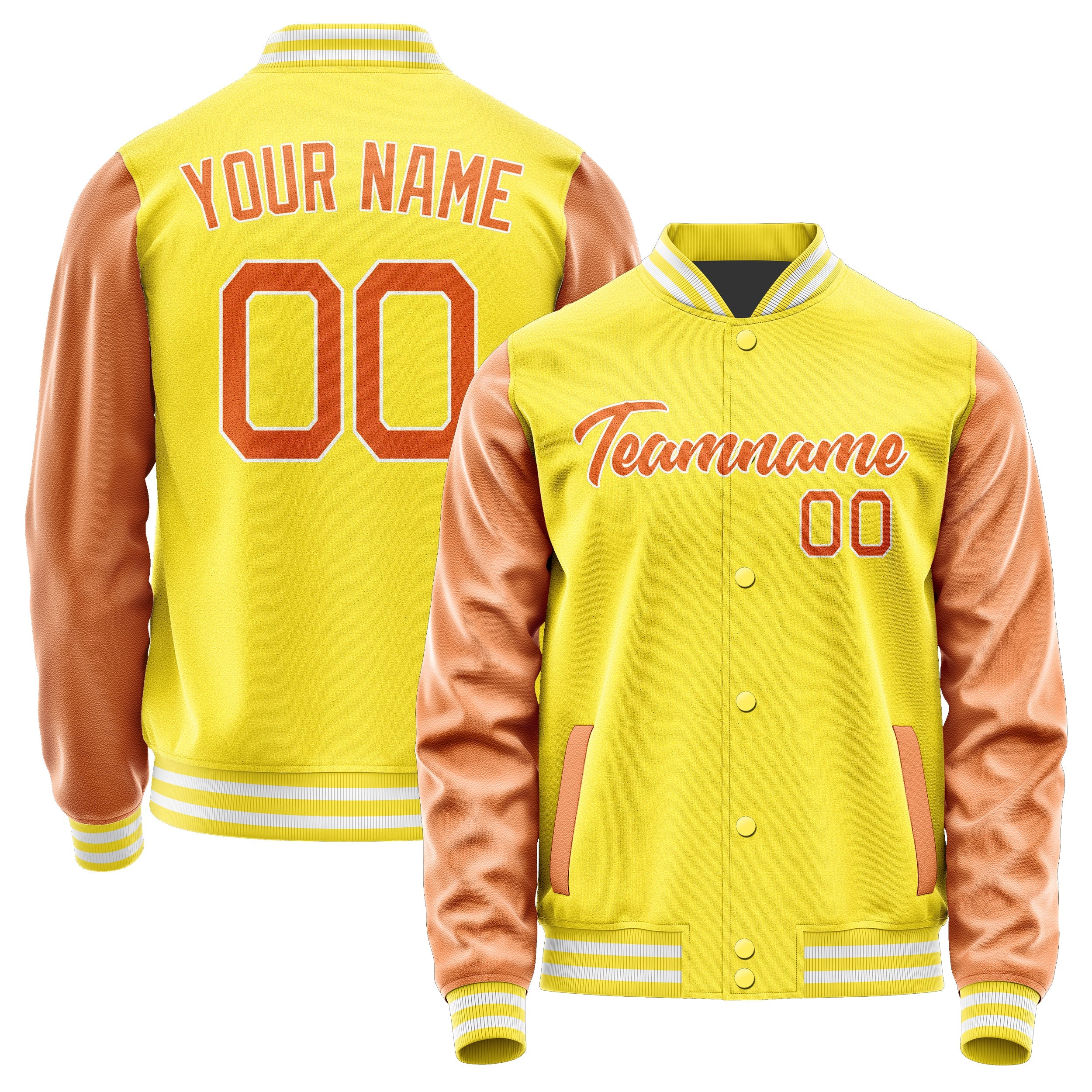 Custom Light Yellow Orange Jacket JA2626282618B21828