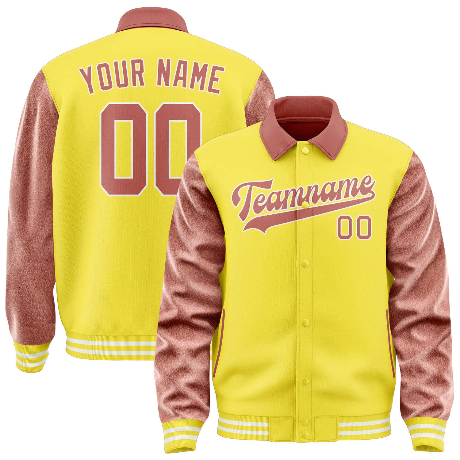 Veste personnalisée jaune clair cuivrée rose