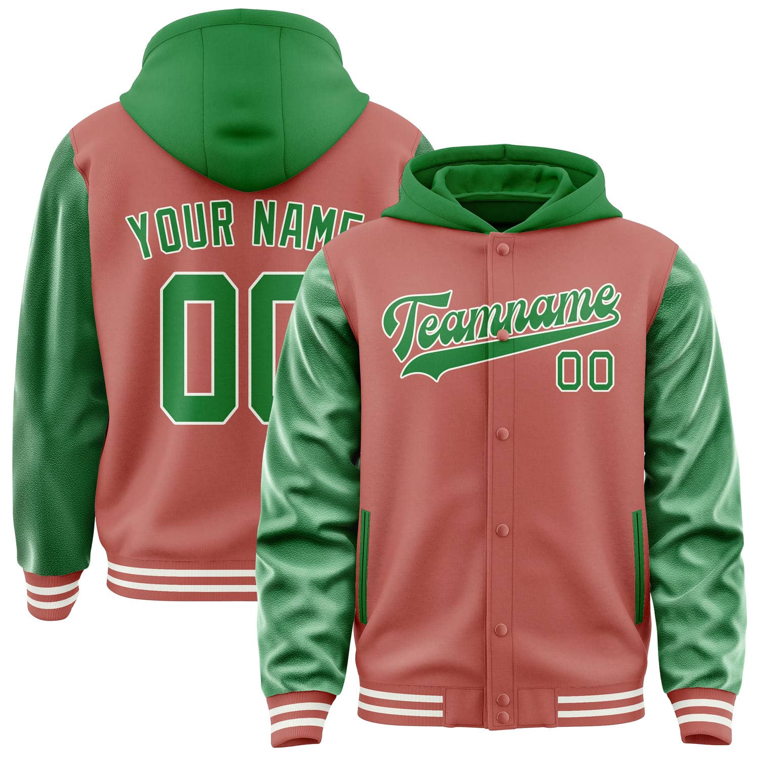 Veste personnalisée cuivre rose vert émeraude