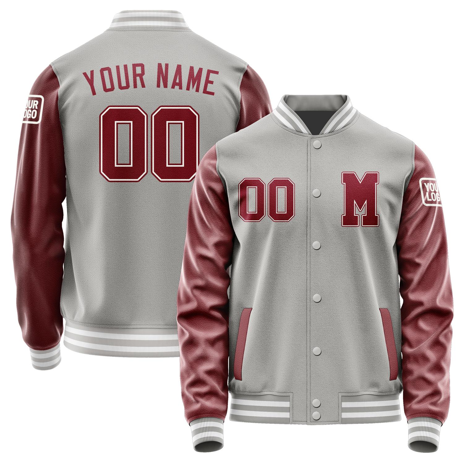 Custom Gray Crimson Red Jacket Jb0404150418151818