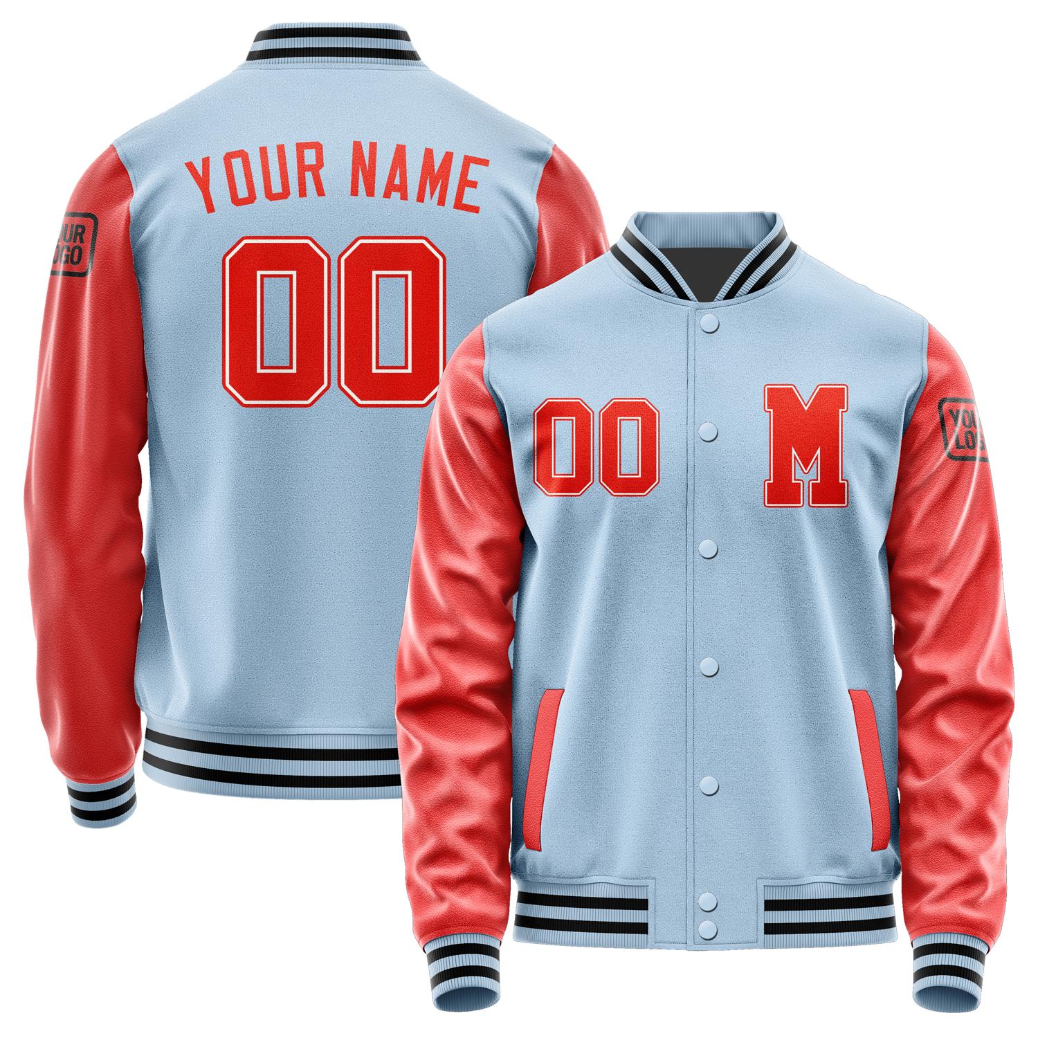 Custom Light Blue Orange Red Jacket Jb0808120817121817