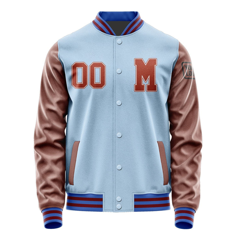 Custom Light Blue Coral Red Jacket Jb0808160915161817