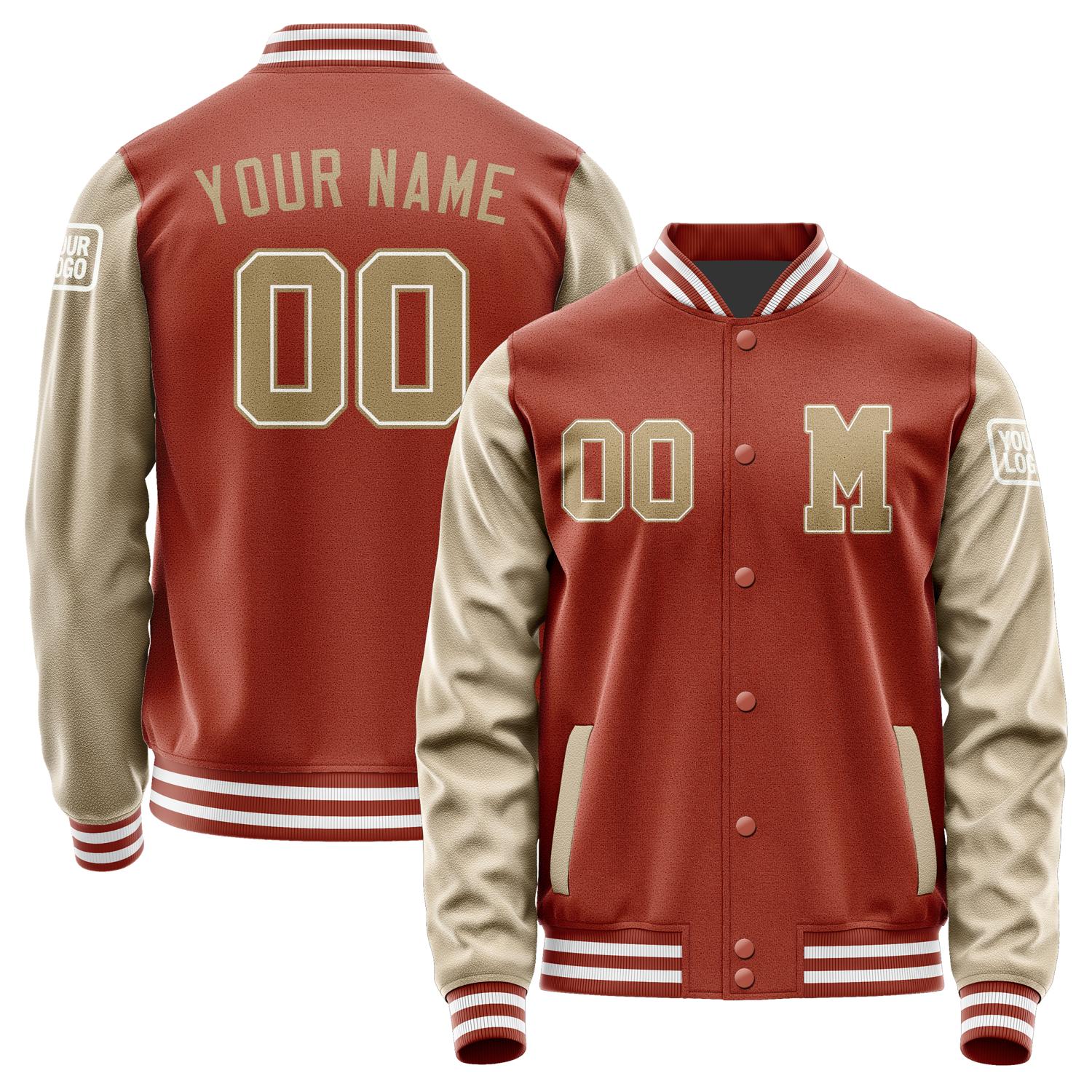 Custom Coral Red Light Khaki Jacket Jb1616251618251818
