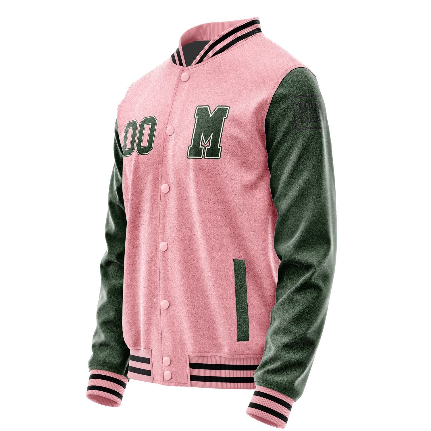 Custom Light Pink Dark Green Jacket Jb2121062117061817
